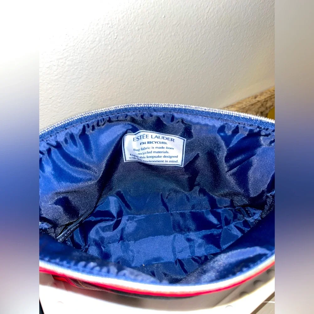 Estee Lauder Red Plaid Cosmetic Bag